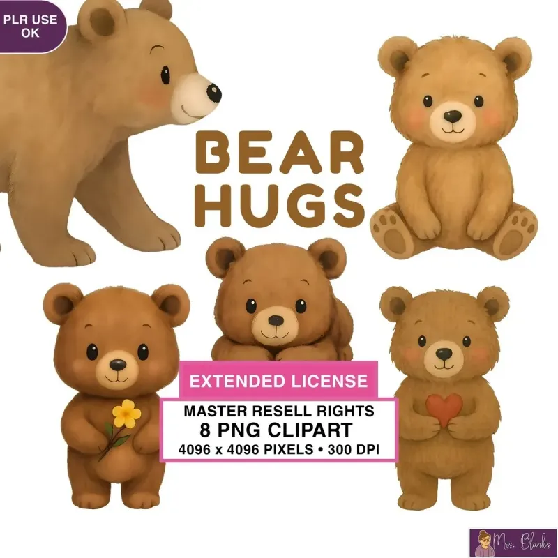 Cute Teddy Bear Clipart PNG - Extended License