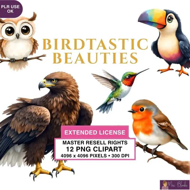 Realistic Bird Collection Clipart PNG - Extended License