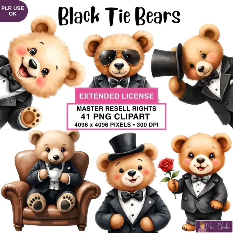 Formal Teddy Bear Clipart PNG - Extended License