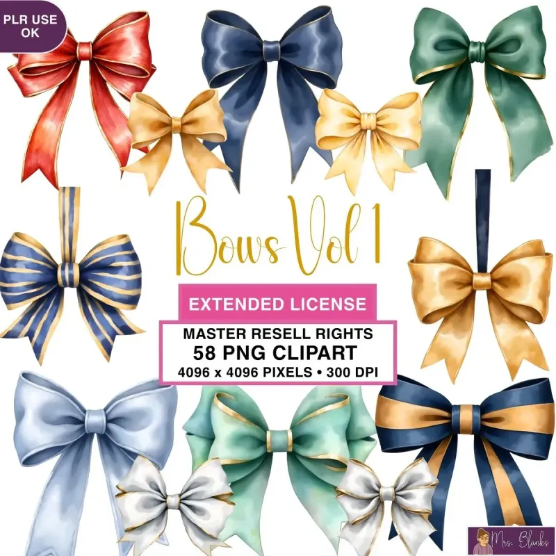 Decorative Bow Collection Clipart PNG - Extended License