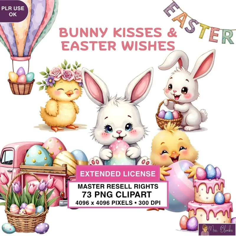 Easter Bunny Celebration Clipart PNG - Extended License