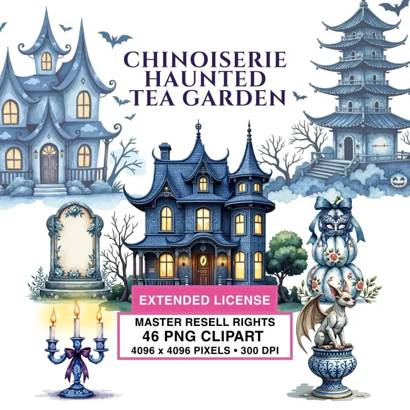 Haunted Garden Clipart PNG - Extended License