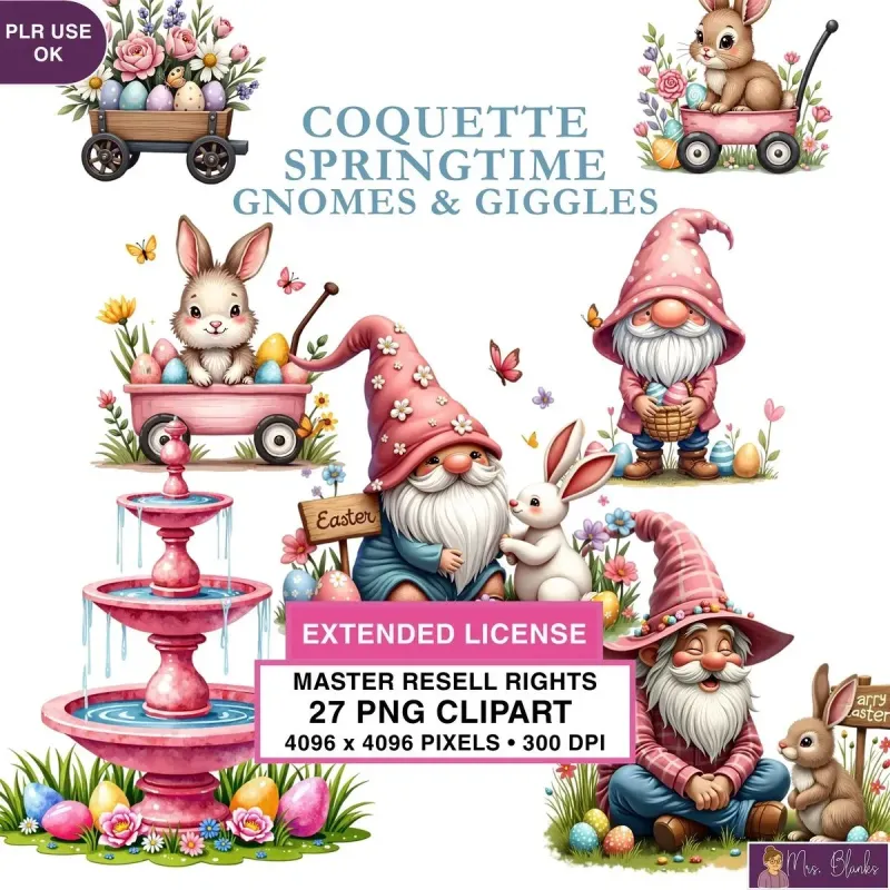 Spring Gnome Clipart PNG - Extended License