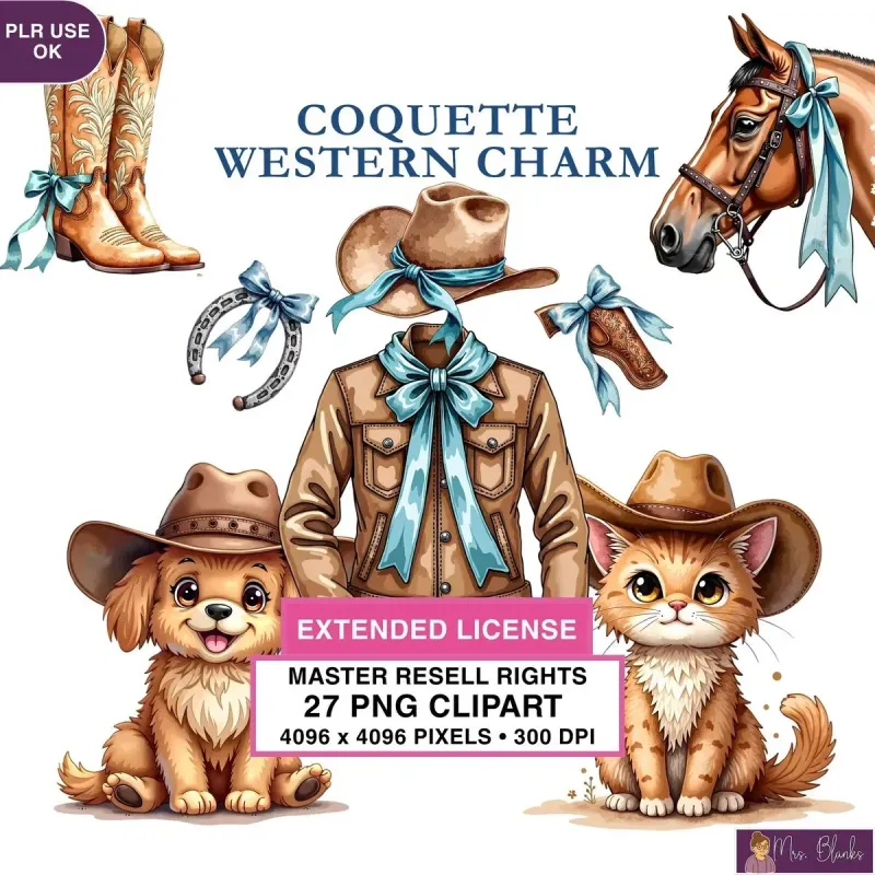 Western Cowgirl Clipart PNG - Extended License