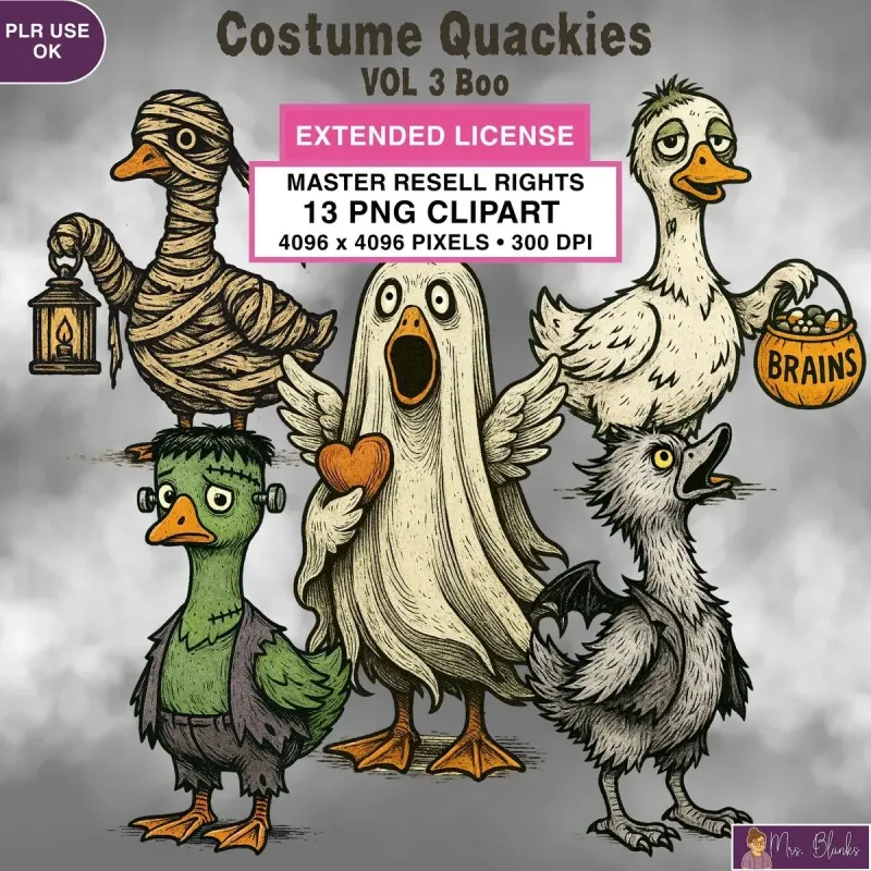 Halloween Duck Clipart PNG - Extended License
