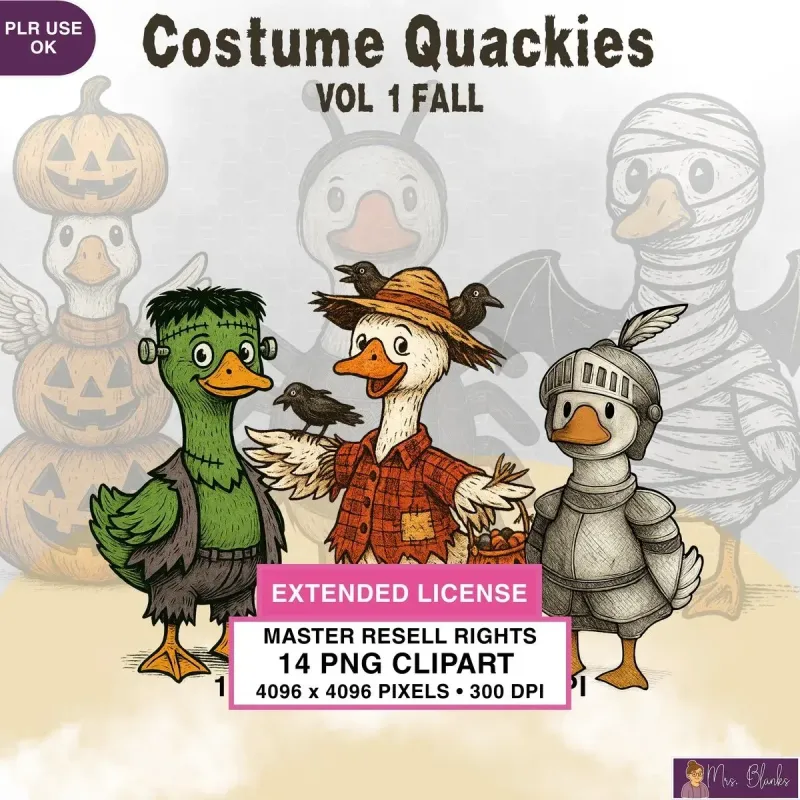 Fall Duck Clipart PNG - Extended License
