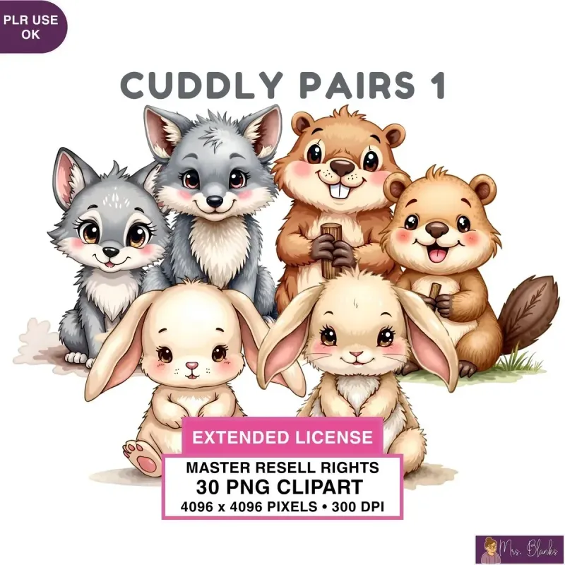 Cute Animal Friends Clipart PNG - Extended License