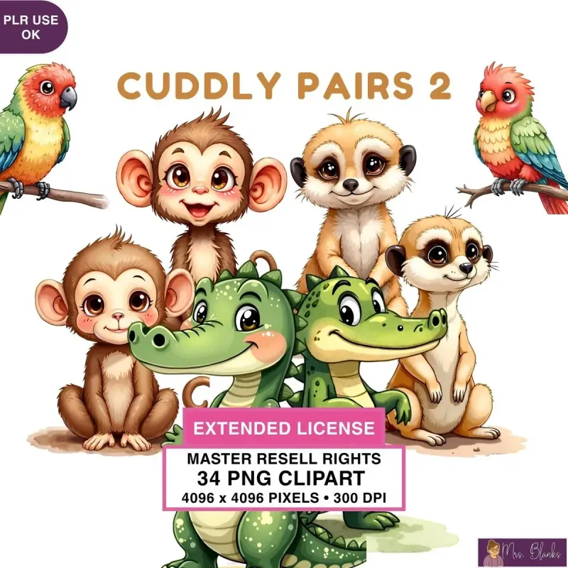 Cute Jungle Animals Clipart PNG - Extended License