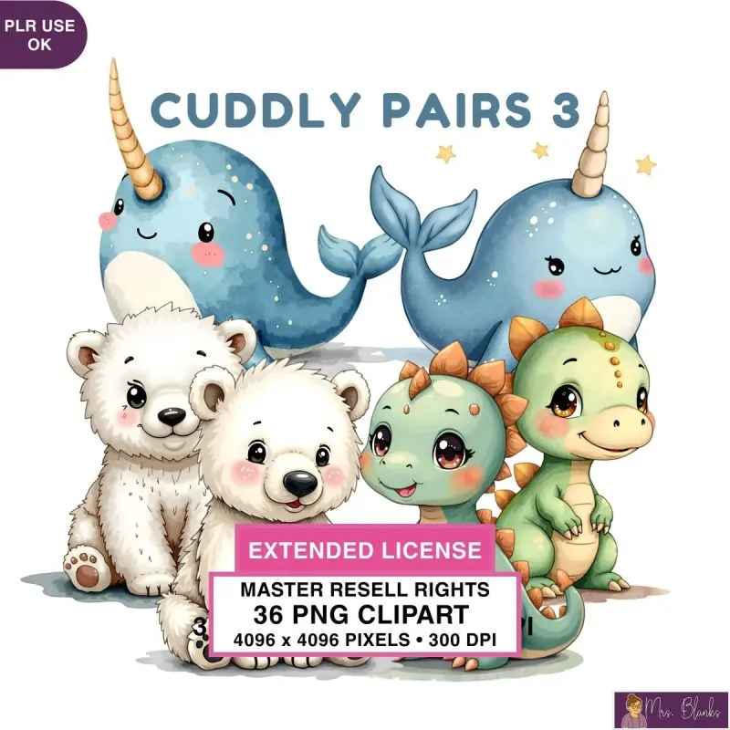 Cute Fantasy Animals Clipart PNG - Extended License