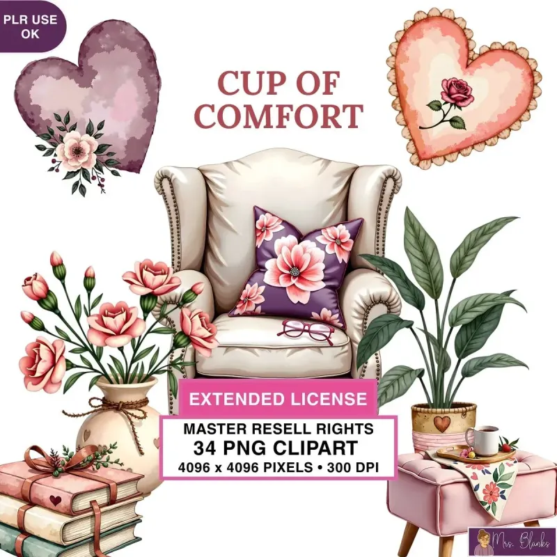 Cozy Comfort Decor Clipart PNG - Extended License