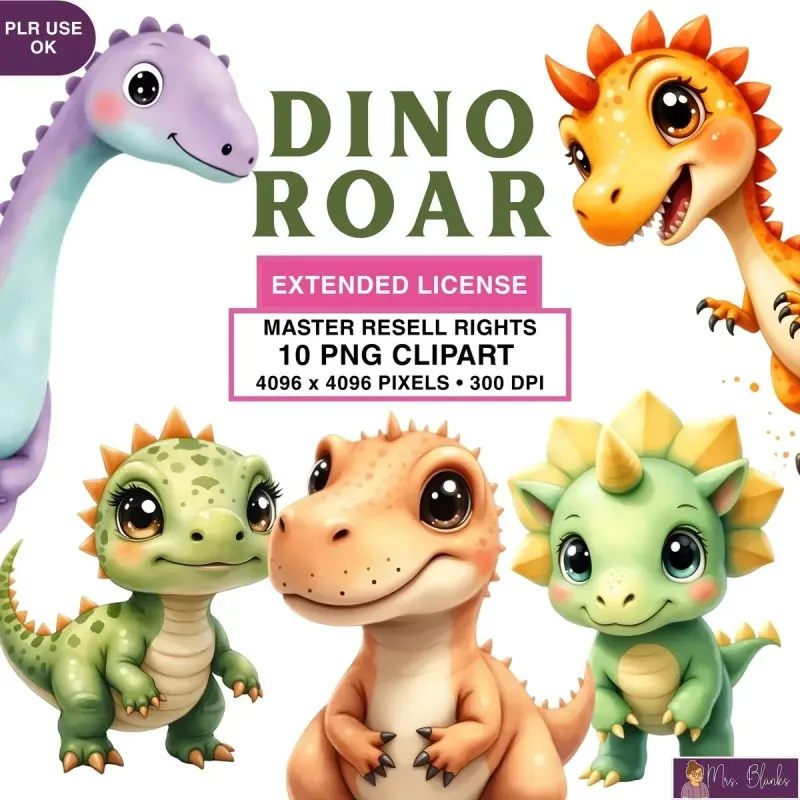Cute Dinosaur Clipart PNG - Extended License