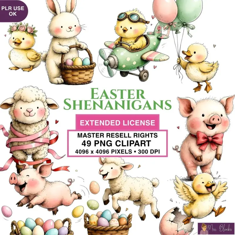 Easter Animals Clipart PNG - Extended License