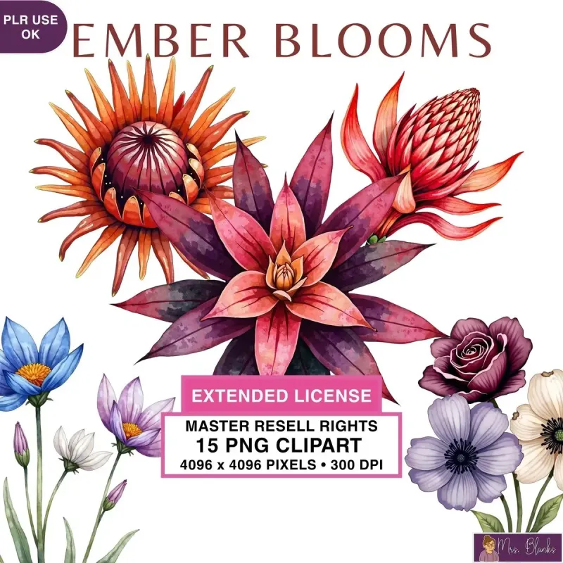 Autumn Floral Clipart PNG - Extended License