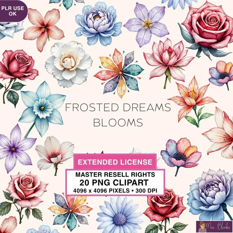 Pastel Floral Clipart PNG - Extended License