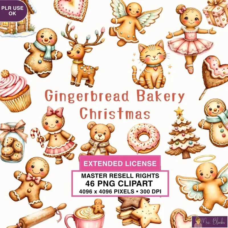 Gingerbread Christmas Clipart PNG - Extended License