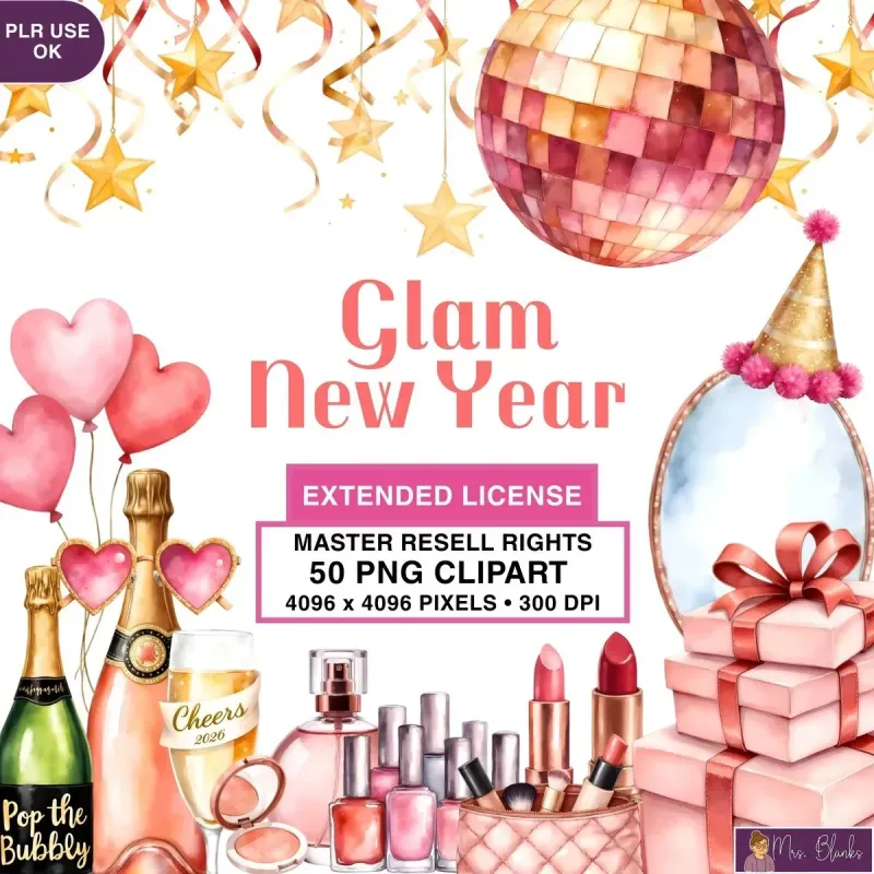 New Year Glam Clipart PNG - Extended License