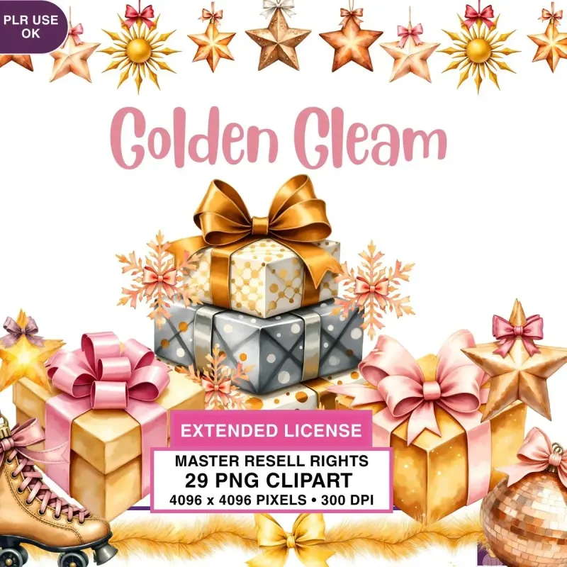 Golden Gift Clipart PNG - Extended License