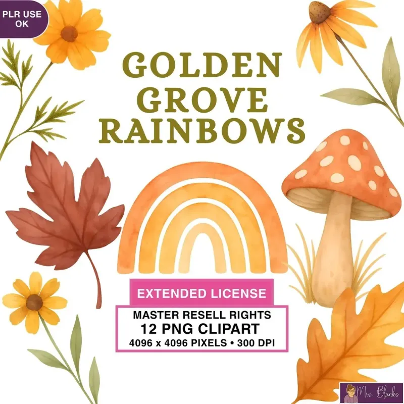 Autumn Rainbow Clipart PNG - Extended License