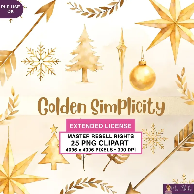 Minimal Gold Clipart PNG - Extended License