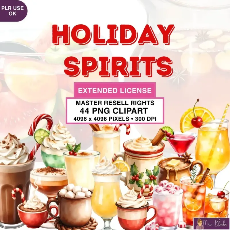 Holiday Drinks Clipart PNG - Extended License