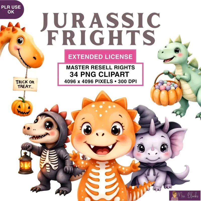 Cute Halloween Dinosaur Clipart PNG - Extended License