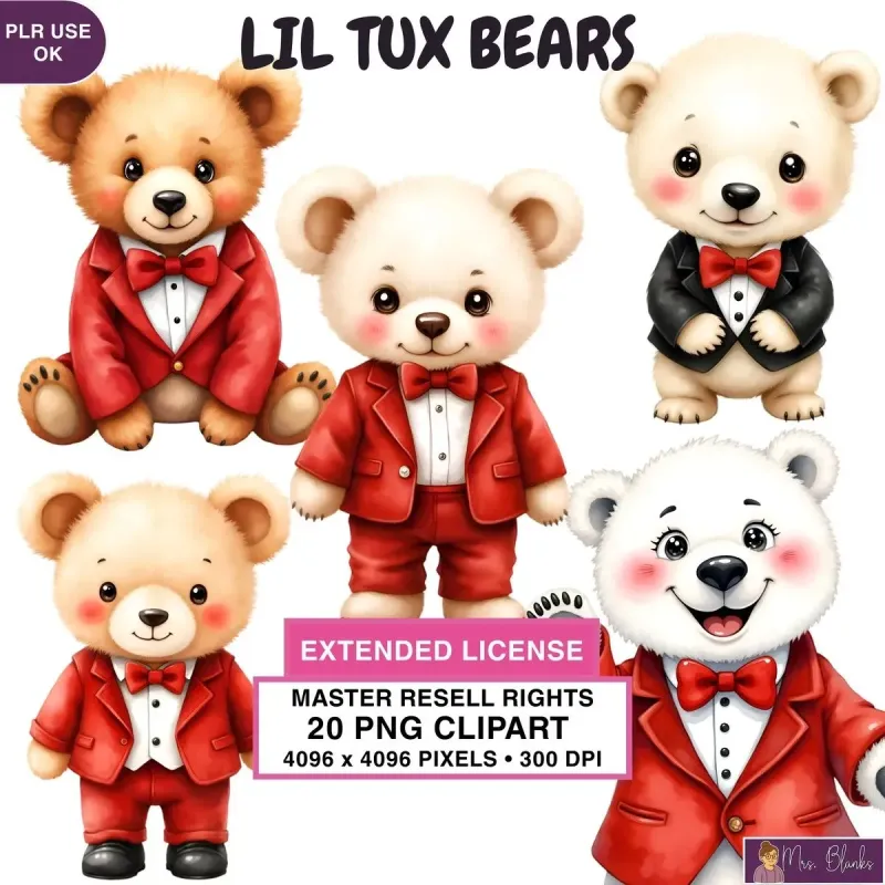 Formal Teddy Bear Clipart PNG - Extended License