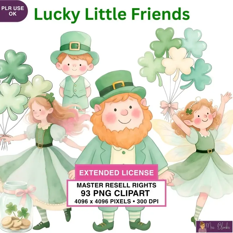 Cute Saint Patricks Day Kids Clipart PNG - Extended License