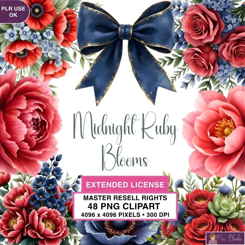 Romantic Floral Bow Clipart PNG - Extended License