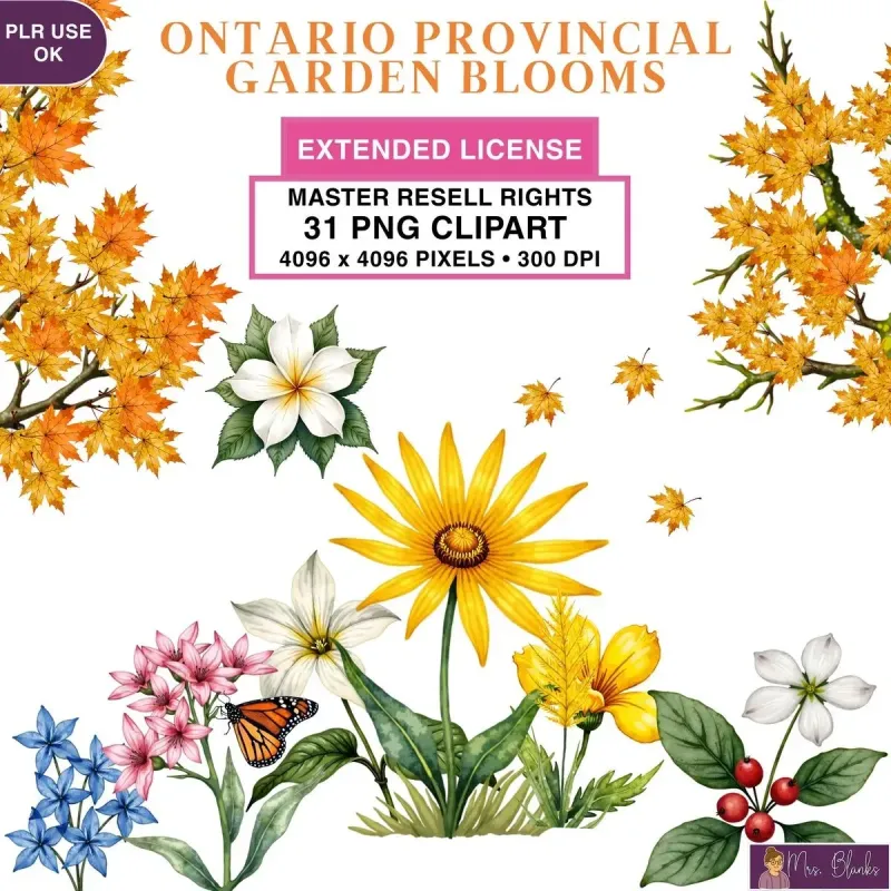 Autumn Garden Floral Clipart PNG - Extended License