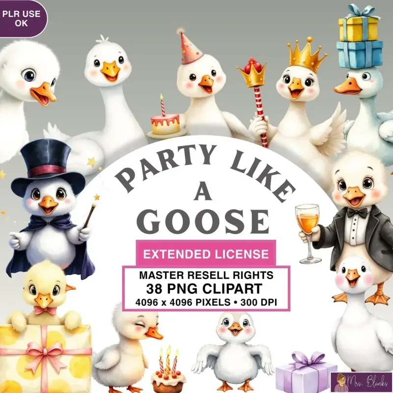 Goose Party Animal Clipart PNG - Extended License