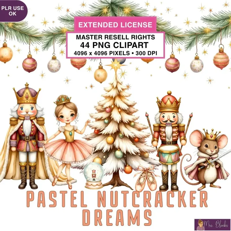 Pastel Christmas Nutcracker Clipart PNG - Extended License
