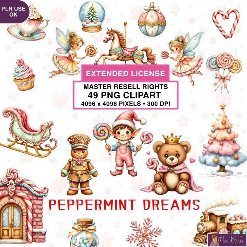 Peppermint Christmas Clipart PNG - Extended License