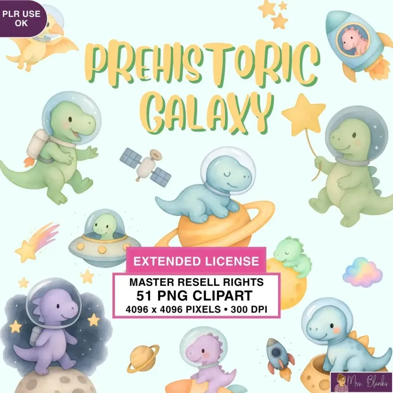 Space Dinosaur Clipart PNG - Extended License