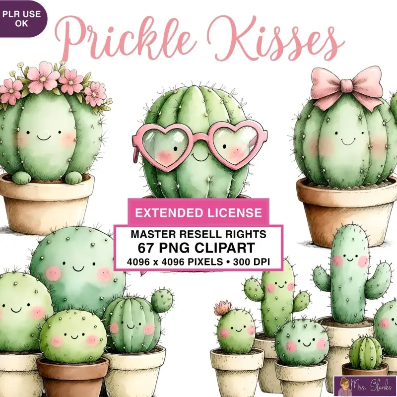 Cute Cactus Love Clipart PNG - Extended License