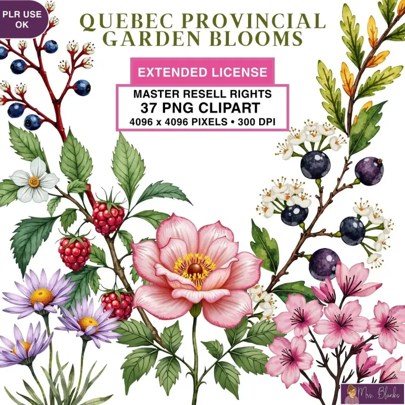Quebec Floral Garden Clipart PNG - Extended License