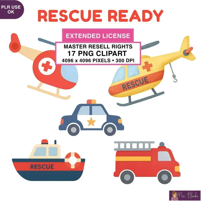 Emergency Rescue Vehicles Clipart PNG - Extended License