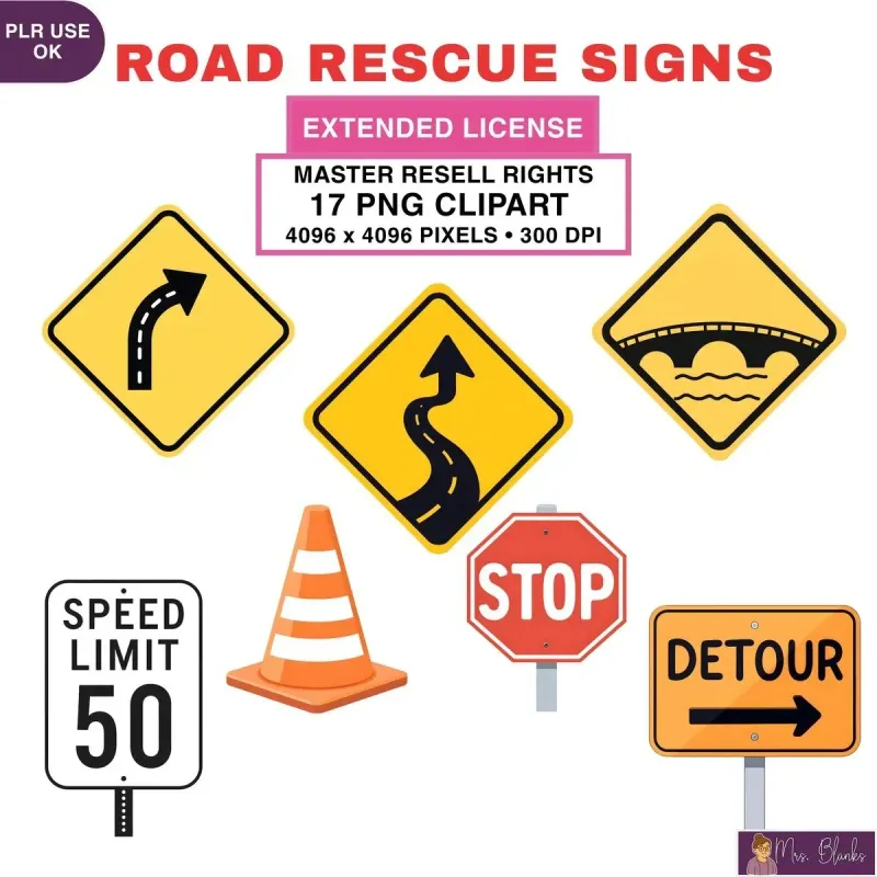 Road Safety Signs Clipart PNG - Extended License