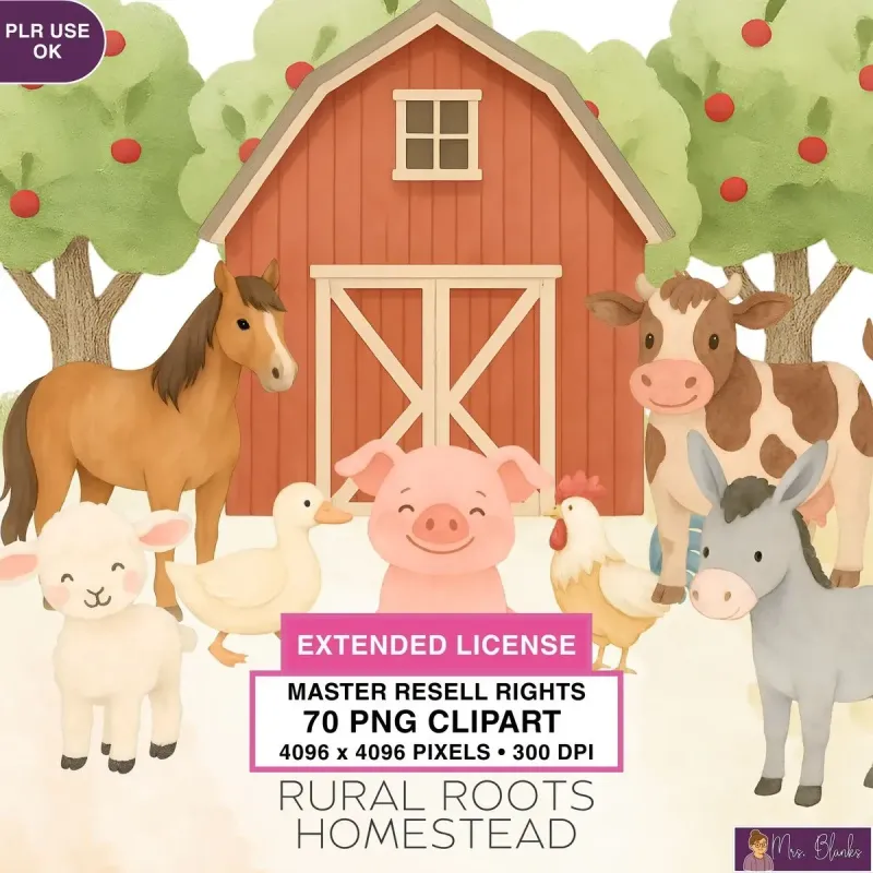 Farm Animal Homestead Clipart PNG - Extended License