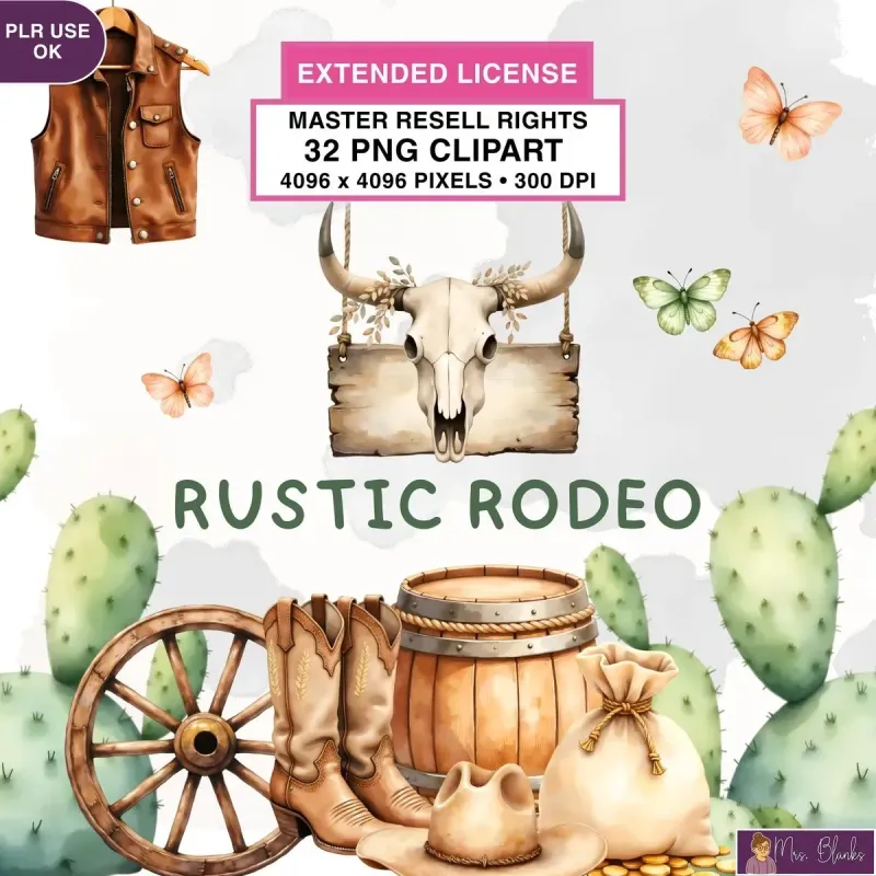 Western Rodeo Clipart PNG - Extended License