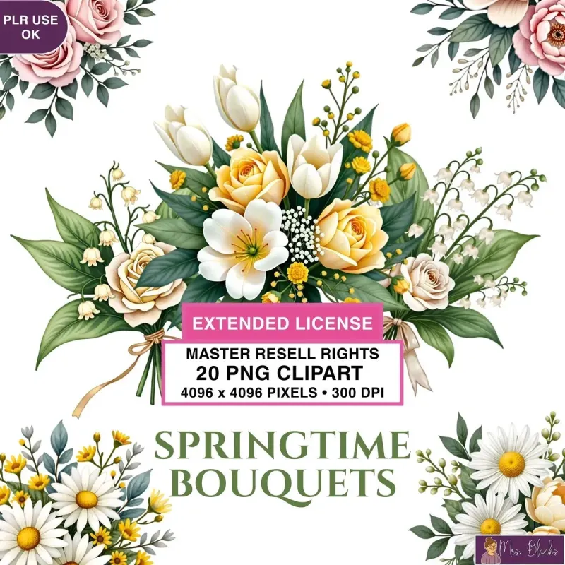 Spring Floral Bouquet Clipart PNG - Extended License