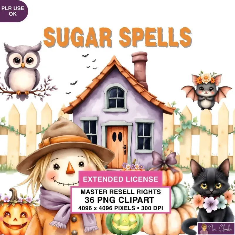 Cute Halloween Farm Clipart PNG - Extended License