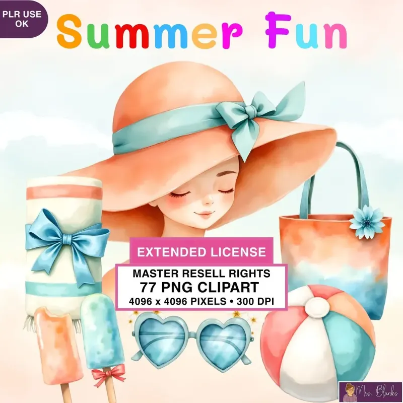 Beach Summer Accessories Clipart PNG - Extended License