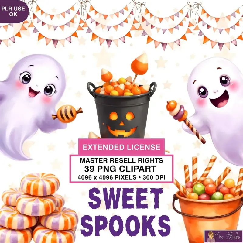 Cute Halloween Candy Ghost Clipart PNG - Extended License