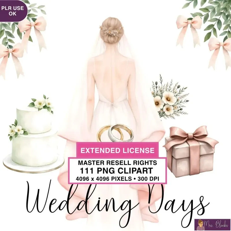 Wedding Day Elements Clipart PNG - Extended License