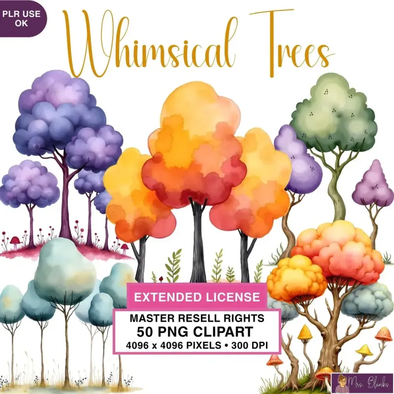 Colorful Fantasy Tree Clipart PNG - Extended License