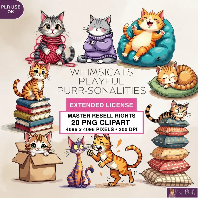Playful Cat Clipart PNG - Extended License