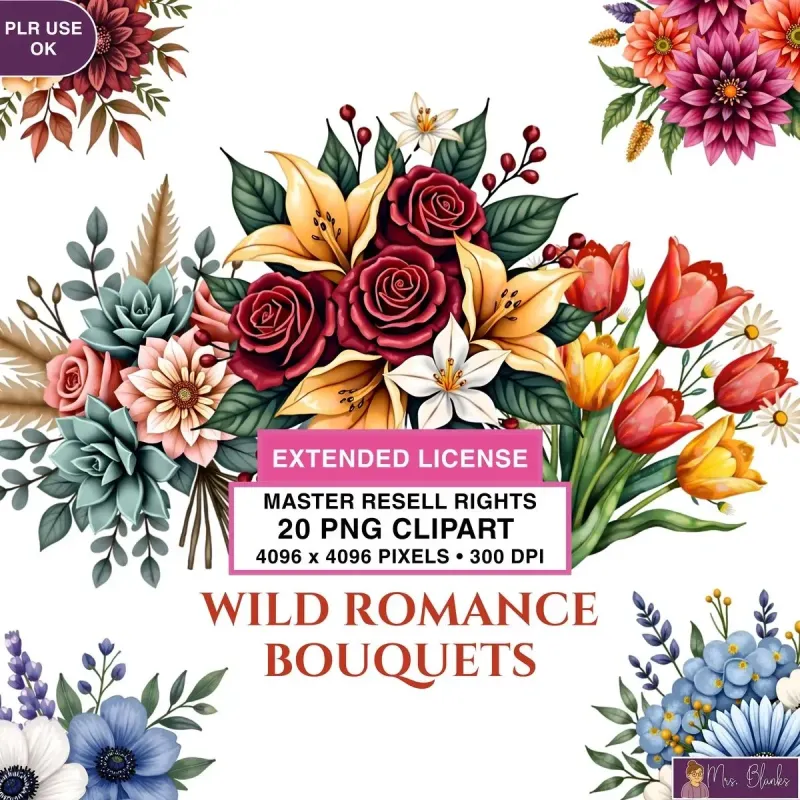 Floral Bouquet Clipart PNG - Extended License