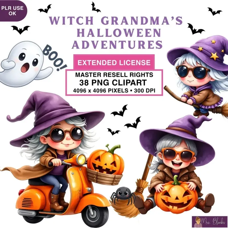Halloween Grandma Clipart PNG - Extended License