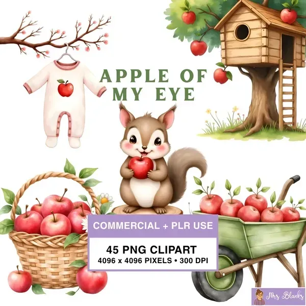 Apple Farm Woodland Clipart PNG - Commercial + PLR Use License