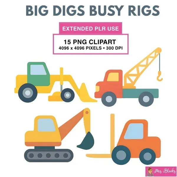 Construction Vehicles Clipart PNG - Extended License
